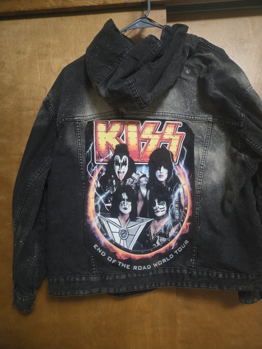 KISS End of the Road Jacket — Upcycled Black Denim, Band Merch. Jacket5 - Picture 2 of 7
